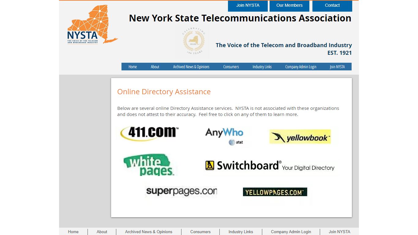 Online Directory Assistance | nysta